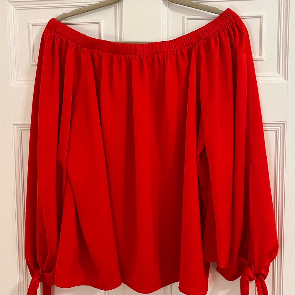 Elegant Off-Shoulder Red Blouse
